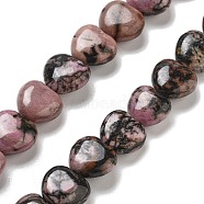 Natural Rhodonite Beads Strands, Heart, 10x10x5.5mm, Hole: 1.2mm, about 40pcs/strand, 14.37 inch(36.5cm)(G-R190-10mm-40)