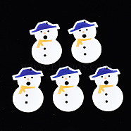 Transparent Printed Acrylic Pendants, Christmas, Snowman, White, 34.5x22.5x2.5mm, Hole: 1.6mm(KY-S163-341)