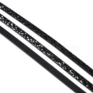 Imitation Leather Cords, with Paillette Beads and Metallic Cords, Black, 5x2mm, about 1.2m/strand(LC-R010-15E)