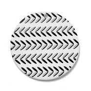Arrow Pattern Opaque Acrylic Pendants, for DIY Earring Accessories, Flat Round, Black, 29.5x2mm, Hole: 1.6mm(SACR-P014-04A)