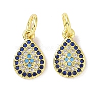 Real 18K Gold Plated Brass Micro Pave Cubic Zirconia Pendants, with Enamel and Jump Ring, Teardrop Charms, Colorful, 12.5x8x2mm, Hole: 4mm(KK-L209-043G-01)