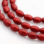 Synthetic Turquoise Beads Strands, Dyed, Rice, Red, 8x6mm, Hole: 1mm, about 52pcs/strand, 16 inch(G-J183-02)