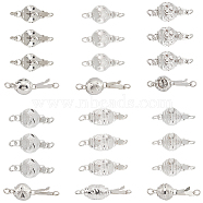 Elite 24 Sets 6 Styles Rack Plating Brass Box Clasps, Round & Barrel & Hive Ball, Mixed Shapes, Platinum, 13.5~15x7.5~8mm, 4 sets/style(KK-PH0010-26)