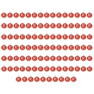 Golden Plated Enamel Alloy Charms, Enamelled Sequins, Flat Round, Red, Letter K, 14x12x2mm, Hole: 1.5mm, 100pcs/Box(ENAM-SZ0001-26C-K)