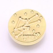 Brass Wax Sealing Stamp Head, for Post Decoration DIY Card Making, Constellation, Light Gold, Taurus, 25.5x14.5mm, Hole: 7mm(AJEW-TAC0026-01LG-02)
