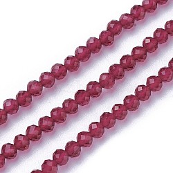 Faceted Glass Beads Strands, Round, Crimson, 3~3.5mm, Hole: 0.5mm, about 115~130pcs/strand, 14.5~16.1 inch(37~41cm)(G-F619-09D-3mm)