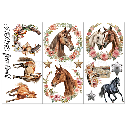 3 Sheets 3 Styles PVC Waterproof Decorative Stickers, Self Adhesive Decals for Furniture Decoration, Horse, 300x150mm, 1 sheet/style(DIY-WH0404-053)