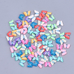 Handmade Polymer Clay Cabochons, Nail Art Decoration, Butterfly, Mixed Color, 4.5~5.5x6~7x0.5~1mm, about 1000pcs/bag(X-CLAY-S093-18)