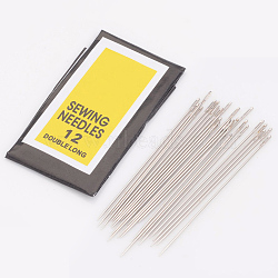 Iron Sewing Needles, Darning Needles, Platinum, 0.45mm thick, 40mm long, hole: 0.3mm, 25pcs/bag(X-E257-12)