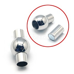 304 Stainless Steel Magnetic Clasps with Glue-in Ends, Oval, Stainless Steel Color, 20x11mm(STAS-E006-24)