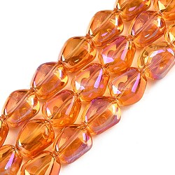 Electroplate Glass Beads Strands, Nuggets, Dark Orange, 12x10.5x7.5mm, Hole: 1mm, about 50pcs/strand, 23.62''(60cm)(EGLA-T021-08F)