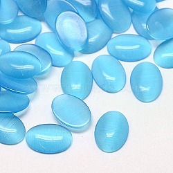 Cat Eye Cabochons, Oval, Light Sky Blue, 18x13x2.5~3.5mm(X-CE-J005-13x18mm-28)