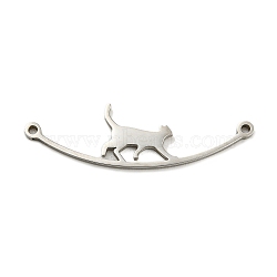 304 Stainless Steel Connector Charms, Walking Cat Links, Stainless Steel Color, 9x30.5x1mm, Hole: 1mm(STAS-Q255-02P)