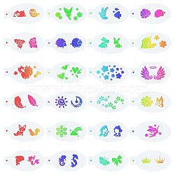 Plastic Face Paint Stencils, Body Facial Painting Tattoo Painting Templates for School Home Party, Animal Pattern, 7.5x14x0.01cm, 24Pcs/set(DIY-WH0304-582B)