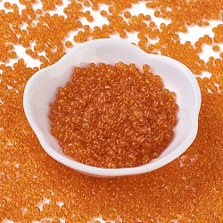 Glass Seed Beads, Transparent, Round, Dark Orange, 8/0, 3mm, Hole: 1mm, about 10000 beads/pound(SEED-A004-3mm-9B)
