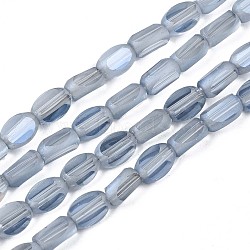 Electroplate Glass Beads Strands, Pearl Luster Plated, Faceted, Cuboid, Aqua, 6~7x4~5x3mm, Hole: 0.8mm, about 80pcs/strand, 20.08 inch~ 20.31 inch(51~51.6cm)(EGLA-S188-12-A02)