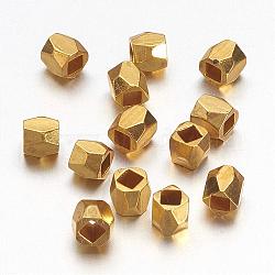 Brass Spacer Beads, Faceted, Column, Golden, 3x3mm, Hole: 1.5mm(PALLOY-C077-G)