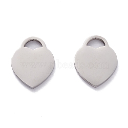 304 Stainless Steel Pendants, Stamping Blank Tag, Heart, Stainless Steel Color, 16x13x1.5mm, Hole: 4x3mm(STAS-J036-144P)