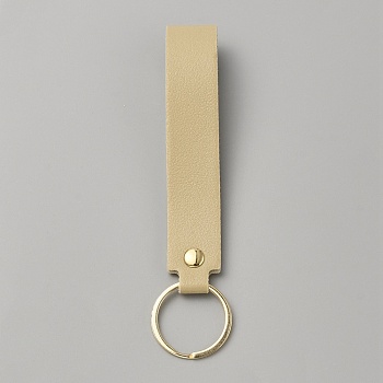Rectangle PU Leather Keychain, with Iron Key Ring, for Car Key Bag Decoration, Wheat, 140mm