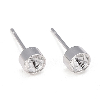 304 Stainless Steel Stud Earring Settings, for Pointed Back Rhinestone, Silver, Fit for 4mm Rhinestone, 14x5mm, Pin: 0.8mm