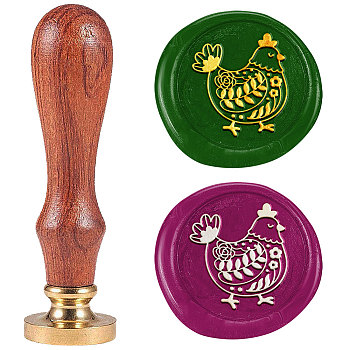 Wax Seal Stamp Set, Sealing Wax Stamp Solid Brass Heads with Wood Handles, for Envelopes Invitations, Gift Card, Rooster, 83x22mm, Stamps: 25x14.5mm