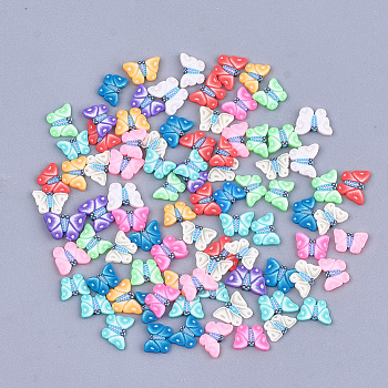 Handmade Polymer Clay Cabochons, Nail Art Decoration, Butterfly, Mixed Color, 4.5~5.5x6~7x0.5~1mm, about 1000pcs/bag