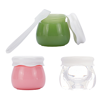 BENECREAT Plastic Portable Cream Jar, Empty Refillable Cosmetic Containers, with Screw Lid, Face Mask Cream Spoon Plastic Stick, Mixed Color, 3.7~3.8x3.45~3.5cm, Capacity: 10g, 11pcs/box
