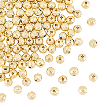 100Pcs 2 Style Alloy Beads, Cadmium Free & Lead Free, Round, Light Gold, 6x5.5~6mm, Hole: 1.4~1.5mm, 50pcs/style