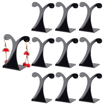 Acrylic Slant Back Single Earring Display Stands, Tree Shaped Jewelry Holder for Earring Display, Photo Props, Black, 3.2x5.95x6.45cm, Hole: 1mm