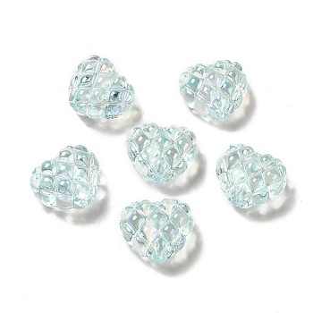 Transparent Acrylic Beads, Heart, Pale Turquoise, 17.2~17.4x20~20.4x9.6mm, Hole: 3~3.2mm