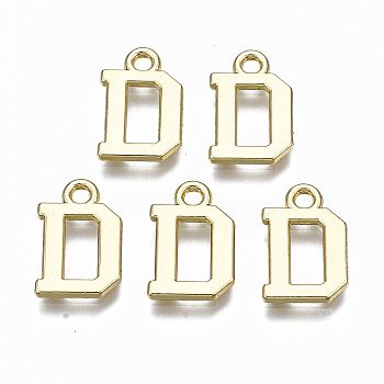 Alloy Charms, Cadmium Free & Nickel Free & Lead Free, Alphabet, Real 16K Gold Plated, Letter.D, 14x9x1mm, Hole: 1.6mm