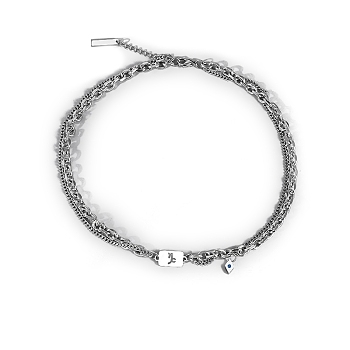 Men's Constellation Titanium Steel Necklace, Cable & Curb Chains Double Layer Necklace, Capricorn, 20.08~31.50 inch(51~80cm)