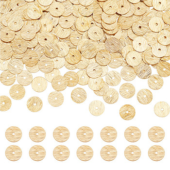 Elite 300Pcs Brass Spacer Beads, Long-Lasting Plated, Heishi Beads, Disc, Golden, 8x0.5mm, Hole: 1.2mm