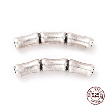 925 Sterling Silver Tube Beads, Bamboop-shaped with Textured, Antique Silver, 18x4x3mm, Hole: 1.6mm, about 20Pcs/10g
