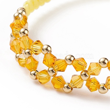 Glass Braided Flower Link Bracelet for Women(BJEW-TA00130-04)-4