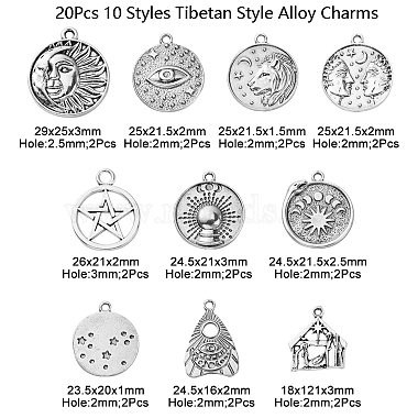 20pcs 10 styles pendentifs en alliage de style tibétain(TIBEP-CJ0001-82)-2