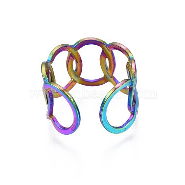 304 anneau de manchette à anneaux entrelacés en acier inoxydable(RJEW-N038-085)-3