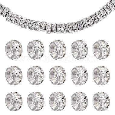 Disc Stainless Steel+Rhinestone Spacer Beads
