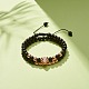 2Pcs 2 Style Natural Obsidian & Synthetic Hematite Braided Bead Bracelets Set with Cubic Zirconia Leopard(BJEW-JB08119)-3