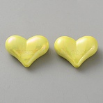Electroplate Opaque Acrylic Beads, Heart, Yellow, 15.5x22x8.5mm, Hole: 1.6mm(MACR-WH0010-38C)