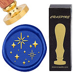 Wax Seal Stamp Set, Golden Tone Sealing Wax Stamp Solid Brass Head, with Retro Wood Handle, for Envelopes Invitations, Gift Card, Star, 83x22mm, Stamps: 30x14.5mm(AJEW-WH0517-016)