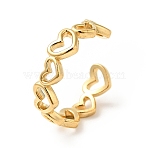 PVD Vacuum Plating 304 Stainless Steel Heart Wrap Open Cuff Ring, Long-Lasting Plated, Hollow Ring for Women, Golden, US Size 6 3/4(17~19mm)(X-RJEW-C040-01G)