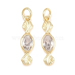 Brass Micro Pave Clear Cubic Zirconia Pendants, Cadmium Free & Lead Free, Long-Lasting Plated, Rack Plating, Candy Charms, Real 18K Gold Plated, 19x5x2mm, Hole: 3.2mm(KK-P353-05G)