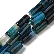 Natural Agate Beads Strands, Dyed & Heated, Column, Deep Sky Blue, 8~8.5x14.5~16mm, Hole: 1.6mm, about 12pcs/strand, 7.20~7.48''(18.3~19cm)(G-H295-E01-13)