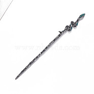 Alloy Hair Pin Chopsticks, Chinese Ancient Hair Sticks, Snake, Gunmetal, 175x15mm(PW-WG5F1C2-02)