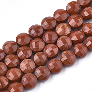 Natural Red Jasper Beads Strands, Faceted, Flat Round, 6~6.5x4~4.5mm, Hole: 0.7mm, about 61pcs/strand, 14.9 inch(G-T108-11)