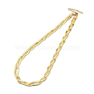 304 Stainless Steel Interlocking Triple Herringbone Chain Necklace for Men Women, Golden, 14.57 inch(37cm)(NJEW-H167-01G)