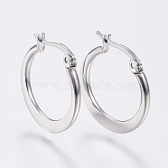 304 Stainless Steel Hoop Earrings, Hypoallergenic Earrings, Flat Ring Shape, Stainless Steel Color, 19~21x2mm, Pin: 0.7x1mm(EJEW-F105-23P)
