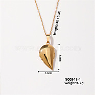 Elegant European Style Stainless Steel Heart Pendant Necklace Foldable Fashion Accessory, Golden, 15.75 inch(40cm)(RB7847)