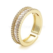 Rack Plating Brass Micro Pave Cubic Zirconia Open Cuff Rings for Women, Long-Lasting Plated, Cadmium Free & Lead Free, Real 18K Gold Plated, 5.5mm, Adjustable(RJEW-C080-06G)